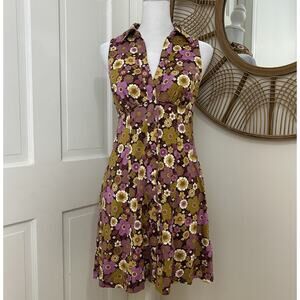 Urban‎ Outfitters 70’s Floral Racerback Knit Dress Babydoll Button Up NEW Sz S